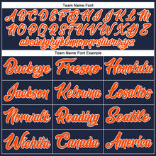 Load image into Gallery viewer, Custom Navy Orange-White Authentic Baseball Jersey