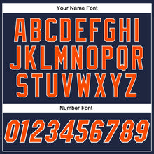 Load image into Gallery viewer, Custom Navy Orange-White Authentic Baseball Jersey
