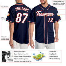 Load image into Gallery viewer, Custom Navy White-Red Authentic Baseball Jersey