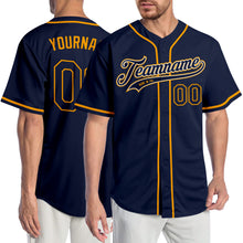 Загрузить изображение в средство просмотра галереи, Custom Navy Navy-Gold Authentic Baseball Jersey