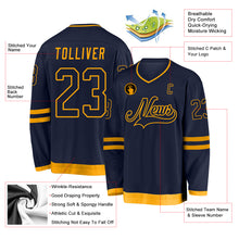 Загрузить изображение в средство просмотра галереи, Custom Navy Navy-Gold Hockey Jersey