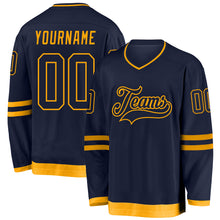 Загрузить изображение в средство просмотра галереи, Custom Navy Navy-Gold Hockey Jersey