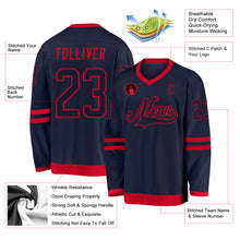 Load image into Gallery viewer, Custom Navy Navy-Red Hockey Jersey
