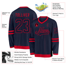 Загрузить изображение в средство просмотра галереи, Custom Navy Navy-Red Hockey Jersey