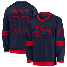 Загрузить изображение в средство просмотра галереи, Custom Navy Navy-Red Hockey Jersey