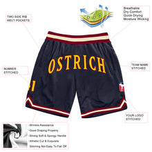Charger l'image dans la galerie, Custom Navy Gold-Maroon Authentic Throwback Basketball Shorts