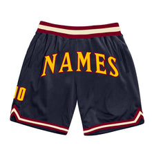 Charger l'image dans la galerie, Custom Navy Gold-Maroon Authentic Throwback Basketball Shorts