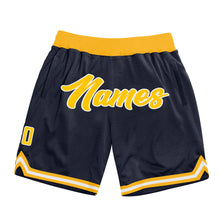 Загрузить изображение в средство просмотра галереи, Custom Navy Gold-White Authentic Throwback Basketball Shorts