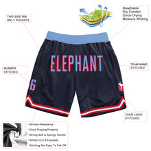 Загрузить изображение в средство просмотра галереи, Custom Navy Light Blue-Red Authentic Throwback Basketball Shorts