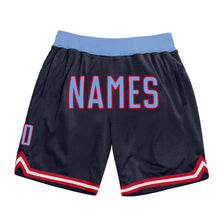 Загрузить изображение в средство просмотра галереи, Custom Navy Light Blue-Red Authentic Throwback Basketball Shorts