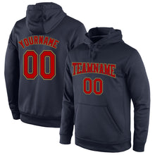 Load image into Gallery viewer, Custom Stitched Navy Red-Old Gold Sports Pullover Sweatshirt Hoodie