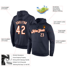 Laden Sie das Bild in den Galerie-Viewer, Custom Stitched Navy White-Orange Sports Pullover Sweatshirt Hoodie