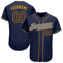 Загрузить изображение в средство просмотра галереи, Custom Navy Navy-Gold Authentic Baseball Jersey