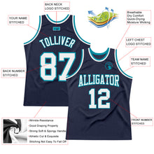 Charger l'image dans la galerie, Custom Navy White-Teal Authentic Throwback Basketball Jersey