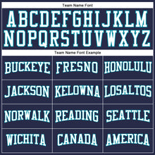 Charger l'image dans la galerie, Custom Navy White-Teal Authentic Throwback Basketball Jersey