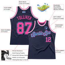 Load image into Gallery viewer, Custom Navy Pink-Light Blue Authentic Throwback Basketball Jersey