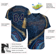 Загрузить изображение в средство просмотра галереи, Custom Navy Navy-Old Gold 3D Pattern Design Marble Authentic Baseball Jersey