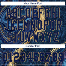 Загрузить изображение в средство просмотра галереи, Custom Navy Navy-Old Gold 3D Pattern Design Marble Authentic Baseball Jersey