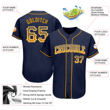 Load image into Gallery viewer, Custom Navy Gold-White Authentic Drift Fashion Baseball Jersey