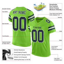 Laden Sie das Bild in den Galerie-Viewer, Custom Neon Green Navy-White Mesh Authentic Football Jersey
