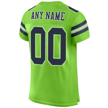 Laden Sie das Bild in den Galerie-Viewer, Custom Neon Green Navy-White Mesh Authentic Football Jersey