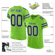 Laden Sie das Bild in den Galerie-Viewer, Custom Neon Green Navy-White Mesh Authentic Football Jersey