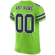 Laden Sie das Bild in den Galerie-Viewer, Custom Neon Green Navy-White Mesh Authentic Football Jersey