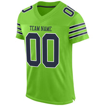 Charger l'image dans la galerie, Custom Neon Green Navy-White Mesh Authentic Football Jersey