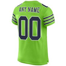 Charger l'image dans la galerie, Custom Neon Green Navy-White Mesh Authentic Football Jersey