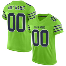 Charger l'image dans la galerie, Custom Neon Green Navy-White Mesh Authentic Football Jersey