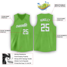 Load image into Gallery viewer, Custom Neon Green White V-Neck Basketball Jersey