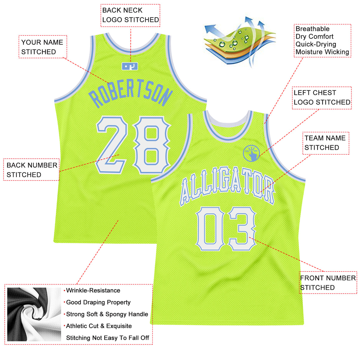 Custom Neon Green Pink-Light Blue Authentic Basketball Jersey Discount