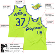 Загрузить изображение в средство просмотра галереи, Custom Neon Green Royal-White Authentic Throwback Basketball Jersey
