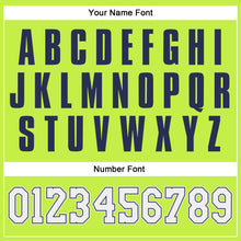 Load image into Gallery viewer, Custom Neon Green White-Navy Authentic Throwback Basketball Jersey