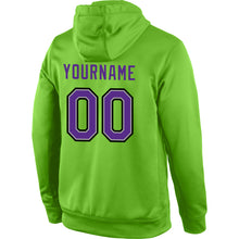 Загрузить изображение в средство просмотра галереи, Custom Stitched Neon Green Purple-Gray Sports Pullover Sweatshirt Hoodie