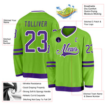 Загрузить изображение в средство просмотра галереи, Custom Neon Green Purple-White Hockey Jersey