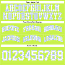 Load image into Gallery viewer, Custom Neon Green White-Light Blue Authentic Throwback Basketball Shorts