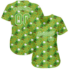Charger l'image dans la galerie, Custom Neon Green Brown-Gold 3D Pattern Design Authentic St. Patrick's Day Baseball Jersey