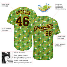 Charger l'image dans la galerie, Custom Neon Green Brown-Gold 3D Pattern Design Authentic St. Patrick's Day Baseball Jersey