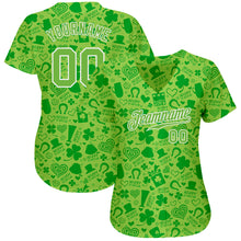 Charger l'image dans la galerie, Custom Neon Green Neon Green-White 3D Pattern Design Authentic St. Patrick's Day Baseball Jersey