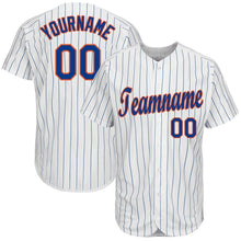 Charger l'image dans la galerie, Custom White Royal Pinstripe Royal-Orange Baseball Jersey