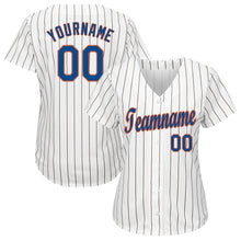 Charger l'image dans la galerie, Custom White Royal Pinstripe Royal-Orange Baseball Jersey