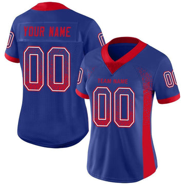 Custom Royal Scarlet-White Mesh Drift Fashion Football Jersey