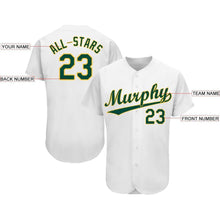 Laden Sie das Bild in den Galerie-Viewer, Custom White Green-Gold Baseball Jersey