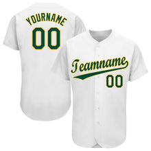 Laden Sie das Bild in den Galerie-Viewer, Custom White Green-Gold Baseball Jersey