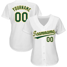 Laden Sie das Bild in den Galerie-Viewer, Custom White Green-Gold Baseball Jersey