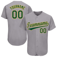 Загрузить изображение в средство просмотра галереи, Custom Gray Green-Gold Baseball Jersey