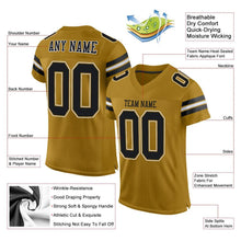 Load image into Gallery viewer, Custom Old Gold Black-White Mesh Authentic Football Jersey