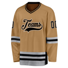 Load image into Gallery viewer, Custom Old Gold Black-Gray Hockey Jersey