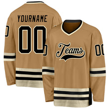 Load image into Gallery viewer, Custom Old Gold Black-Cream Hockey Jersey